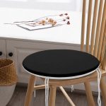 Realhomes Düz Siyah Renkli Dijital Baskılı Yuvarlak Fermuarlı Sandalye Minderi Realhomes