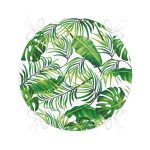 - RealHomes Yuvarlak Fermuarlı Minder - Realhomes Realhomes Beyaz Zeminde Yeşil Yapraklar Tasarımlı Modern Yuvarlak Fermuarlı Sandalye Minderi Realhomes