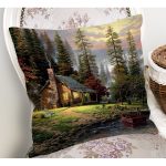 - K04-Gorsel-1 - Realhomes  Dağ Evi Manzaralı Dijital Baskılı Modern Yastık Kırlent Kılıfı Realhomes