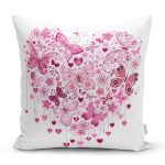 - K102-Gorsel - Realhomes  Kalp Desenli Dijital Baskılı Dekoratif Yastık Kırlent Kılıfı Realhomes