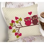 - K104-Gorsel-1 - Realhomes Baykuş Temalı Dijital Baskılı Dekoratif Yastık Kırlent Kılıfı Realhomes