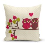 - K104-Gorsel - Realhomes Baykuş Temalı Dijital Baskılı Dekoratif Yastık Kırlent Kılıfı Realhomes