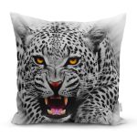 - K106-Gorsel - Realhomes  Leopar Desenli Dijital Baskılı Dekoratif Yastık Kırlent Kılıfı Realhomes