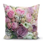 Pembe Güller Dijital Baskılı Dekoratif Yastık Kırlent Kılıfı Realhomes