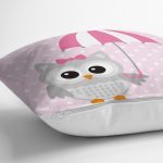 Baykuş Desenli Dijital Baskılı Dekoratif Yastık Kırlent Kılıfı Realhomes