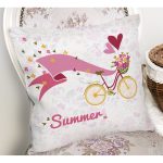 Modern Bisiklet Desenli Dijital Baskılı Dekoratif Yastık Kırlent Realhomes
