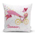 Modern Bisiklet Desenli Dijital Baskılı Dekoratif Yastık Kırlent Realhomes