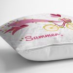 Modern Bisiklet Desenli Dijital Baskılı Dekoratif Yastık Kırlent Realhomes