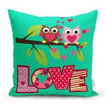 - K13-Gorsel - Realhomes Baykuş Desenli Dijital Baskılı Dekoratif Yastık Kırlent Kılıfı Realhomes