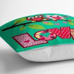 - K13-Gorsel-2 - Realhomes Baykuş Desenli Dijital Baskılı Dekoratif Yastık Kırlent Kılıfı Realhomes