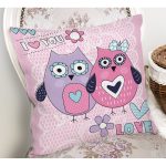 - K134-Gorsel-1 - Realhomes  Baykuş Resimli Dijital Baskılı Dekoratif Yastık Kırlent Kılıfı Realhomes