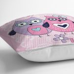 - K134-Gorsel-2 - Realhomes  Baykuş Resimli Dijital Baskılı Dekoratif Yastık Kırlent Kılıfı Realhomes