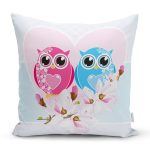 - K143-Gorsel - Realhomes Modern Baykuş Resimli Dijital Baskılı Dekoratif Yastık Kırlent Kı Realhomes