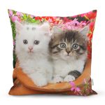 Sevimli Kediler Dijital Baskılı Dekoratif Yastık Kırlent Kılıfı Realhomes