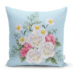 Çiçek Desenli Dijital Baskılı Dekoratif Yastık Kırlent Kılıfı Realhomes