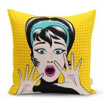 - K161-Gorsel - Realhomes  Pop Art Resimli Dijital Baskılı Dekoratif Yastık Kırlent Kılıfı Realhomes