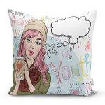 - K162-Gorsel - Realhomes  Pop Art Desenli Dijital Baskılı Modern Yastık Kırlent Kılıfı Realhomes