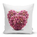 Güllü Kalp Dijital Baskılı Dekoratif Yastık Kırlent Kılıfı Realhomes