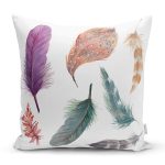 - K198-Gorsel - Realhomes Kuş Tüyü Resimli Dijital Baskılı Dekoratif Yastık Kırlent Kılıfı Realhomes