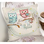 - K216-Gorsel-1 - Realhomes Baykuş Desenli Dijital Baskılı Dekoratif Yastık Kırlent Kılıfı Realhomes