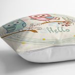 - K216-Gorsel-2 - Realhomes Baykuş Desenli Dijital Baskılı Dekoratif Yastık Kırlent Kılıfı Realhomes