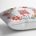 - K220-Gorsel-2 - Realhomes Baykuş Resimli Dijital Baskılı Dekoratif Yastık Kırlent Kılıfı Realhomes