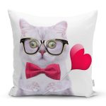 - K225-Gorsel - Realhomes Kedili Dijital Baskılı Dekoratif Yastık Kırlent Kılıfı Realhomes