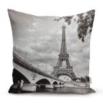 - K230-Gorsel - Realhomes  Eyfel Kulesi Dijital Baskılı Dekoratif Yastık Kırlent Kılıfı Realhomes