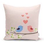 - K2331-Gorsel - Realhomes Daldaki Kuşlar Temalı Dijital Baskılı Modern Kırlent Kılıfı Realhomes