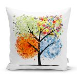 - K2335-Gorsel - Realhomes 4 Mevsim Ağaç Resimli Dekoratif Yastık Kırlent Kılıfı Realhomes