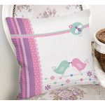 - K2336-Gorsel-1 - Realhomes  Pembe Mavi Kuşlar Dijital Baskılı Yastık Kırlent Kılıfı Realhomes