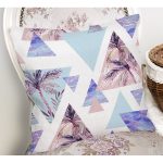 Mavi Geometrik Şekilli Palmiye Motifli Dijital Baskılı Yastık Kırlent Kılıfı Realhomes