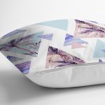 Mavi Geometrik Şekilli Palmiye Motifli Dijital Baskılı Yastık Kırlent Kılıfı Realhomes