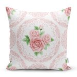 - K2389-Gorsel - Realhomes Hint Motifli Gül Desenli Dijital Baskılı Yastık Kırlent Kılıfı Realhomes