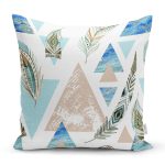 - K2395-Gorsel - Realhomes Kuş Tüyü Motifli Geometrik Şekiller Baskılı Yastık Kırlent Kılıfı Realhomes
