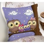 - K240-Gorsel-1 - Realhomes Baykuş Resimli Dijital Baskılı Dekoratif Yastık Kırlent Kılıfı Realhomes