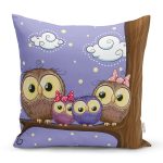 - K240-Gorsel - Realhomes Baykuş Resimli Dijital Baskılı Dekoratif Yastık Kırlent Kılıfı Realhomes
