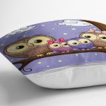 - K240-Gorsel-2 - Realhomes Baykuş Resimli Dijital Baskılı Dekoratif Yastık Kırlent Kılıfı Realhomes