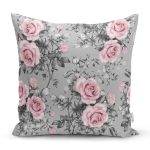 - K2417-Gorsel - Realhomes  Füme Temalı Kavaniçe Çiçek Motifli Dijital Baskılı Yastık Kırlent Kılıfı Realhomes