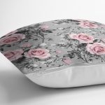 - K2417-Gorsel-2 - Realhomes  Füme Temalı Kavaniçe Çiçek Motifli Dijital Baskılı Yastık Kırlent Kılıfı Realhomes