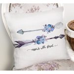 Mavi Ok Çizimli Çiçek Desenli Dekoratif Yastık Kırlent Kılıfı Realhomes