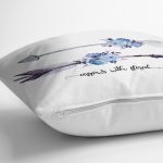 Mavi Ok Çizimli Çiçek Desenli Dekoratif Yastık Kırlent Kılıfı Realhomes