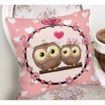 - K255-Gorsel-1 - Realhomes  Baykuş Resimli Dijital Baskılı Dekoratif Yastık Kırlent Kılıfı Realhomes