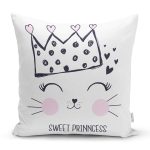 - K2569-Gorsel - Realhomes  Taç Motifli Kalp Desenli Modern Yastık Kılıfı Realhomes