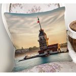 - K336-Gorsel-1 - Realhomes  Kız Kulesi Dijital Baskılı Dekoratif Yastık Kırlent Kılıfı Realhomes