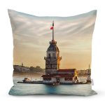 - K336-Gorsel - Realhomes  Kız Kulesi Dijital Baskılı Dekoratif Yastık Kırlent Kılıfı Realhomes
