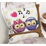 - K423-Gorsel-1 - Realhomes Baykuş Desenli Dijital Baskılı Dekoratif Yastık Kırlent Kılıfı Realhomes