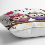 - K423-Gorsel-2 - Realhomes Baykuş Desenli Dijital Baskılı Dekoratif Yastık Kırlent Kılıfı Realhomes