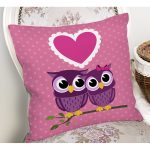 - K424-Gorsel-1 - Realhomes Baykuş Desenli Dijital Baskılı Dekoratif Yastık Kırlent Kılıfı Realhomes