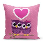 - K424-Gorsel - Realhomes Baykuş Desenli Dijital Baskılı Dekoratif Yastık Kırlent Kılıfı Realhomes